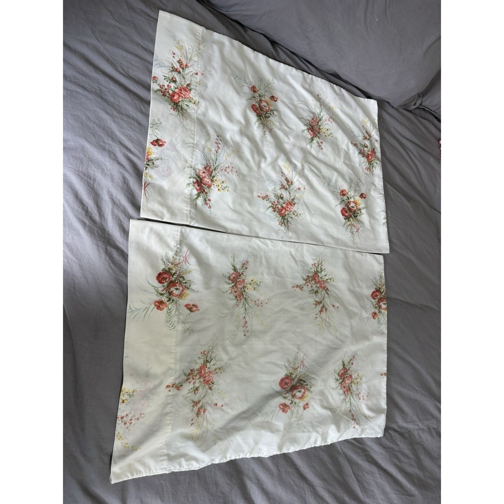 Vintage‎ Sears Roebuck Orange Poppies 2 Standard Pillowcases